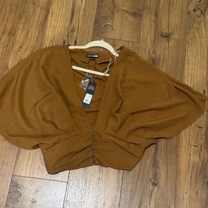 Fashion Nova Rust Buttoned Blouse